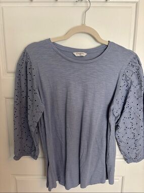 Denver Hayes Lavender Eyelet Puff-Sleeve Long Sleeve Tee